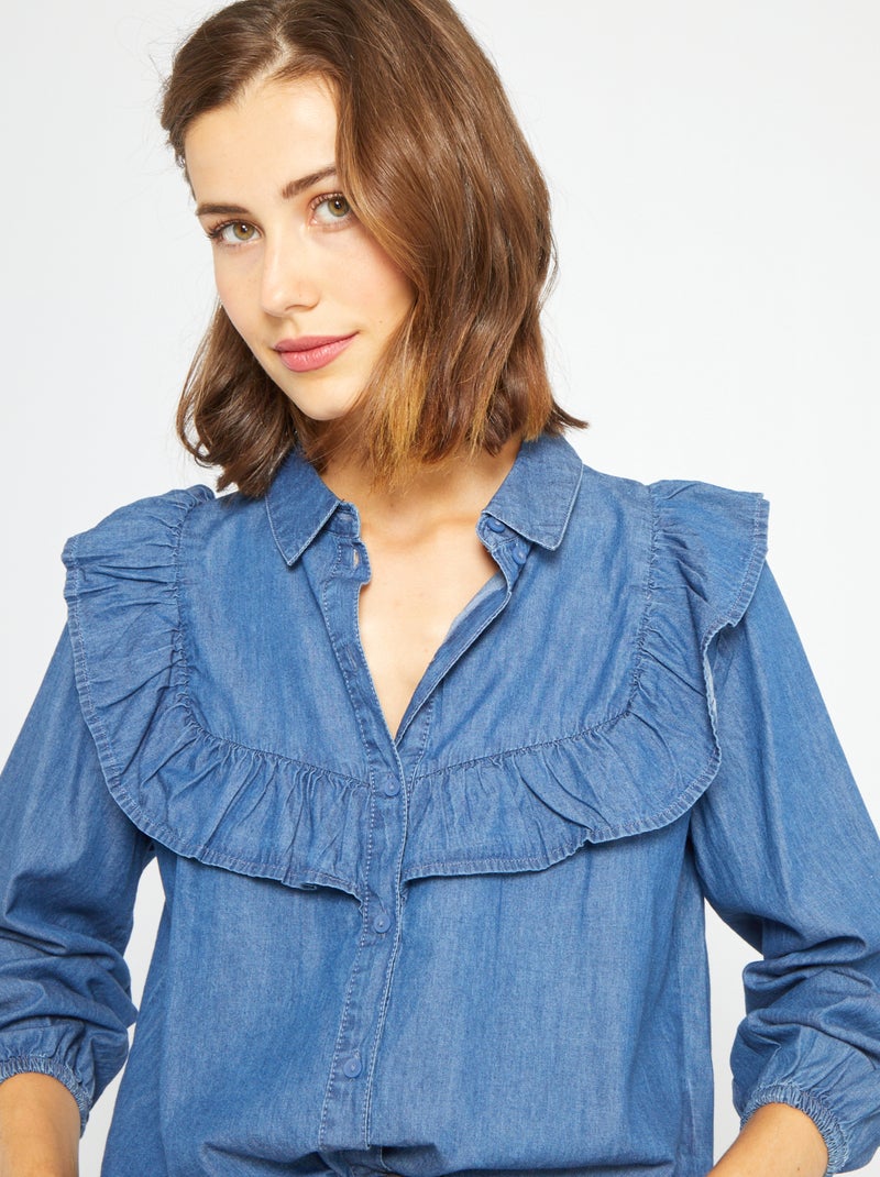 Camisa de ganga com folhos 'JDY' Jeans - Kiabi
