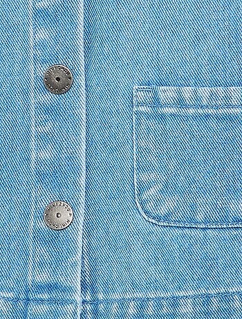 Camisa de ganga com gola Claudine