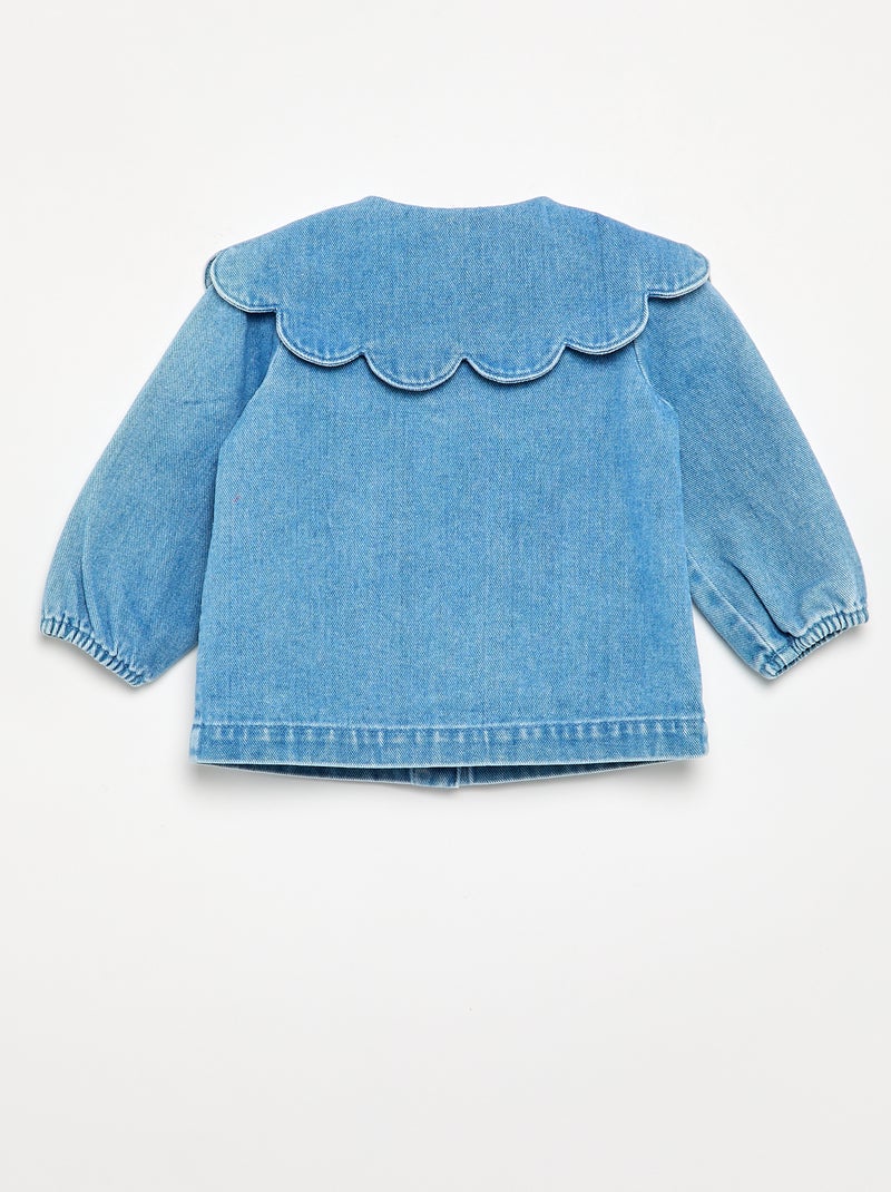 Camisa de ganga com gola Claudine Azul - Kiabi