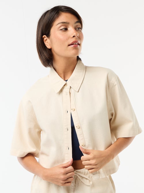 Camisa de ganga com mangas 3/4 - Kiabi