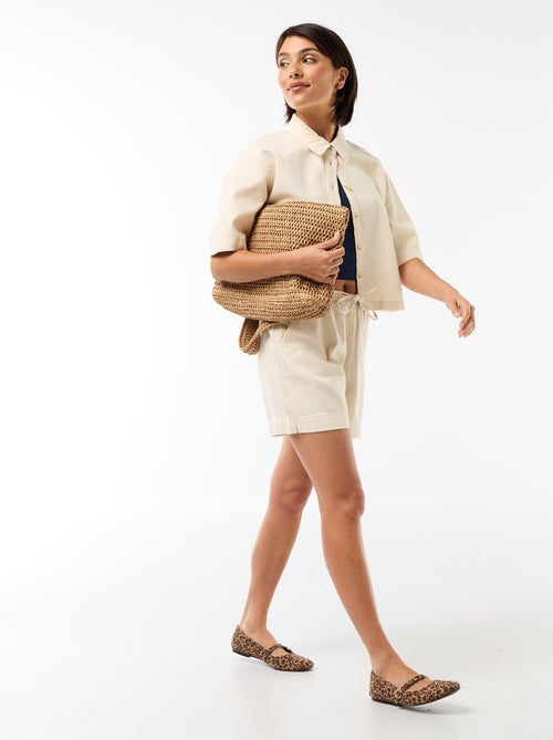 Camisa de ganga com mangas 3/4 - Kiabi