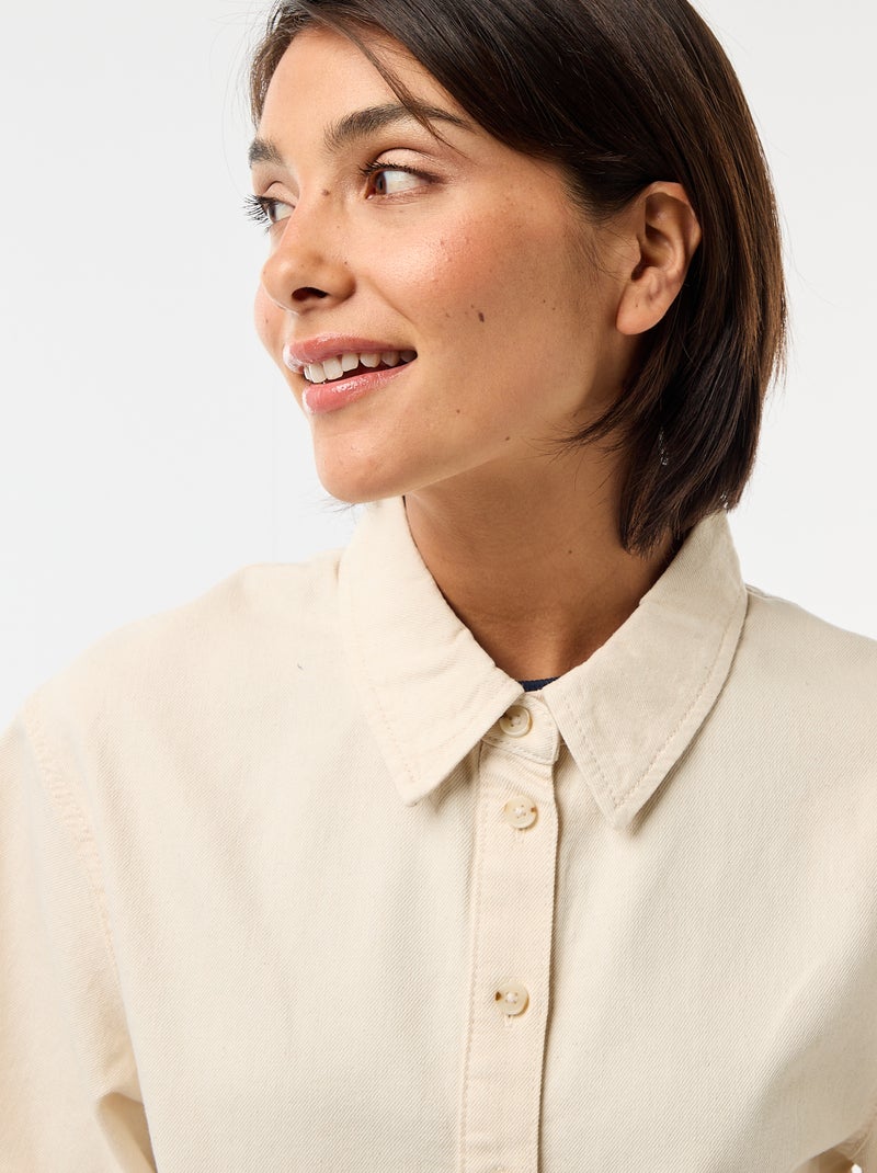 Camisa de ganga com mangas 3/4 Branco - Kiabi