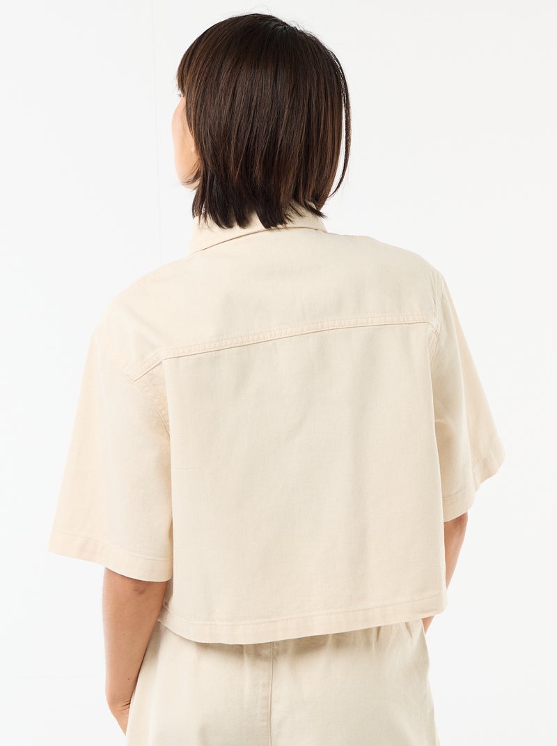 Camisa de ganga com mangas 3/4 Branco - Kiabi
