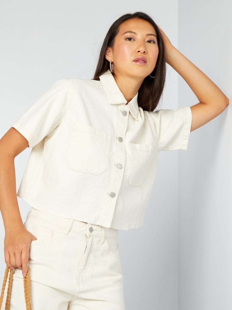 Camisa de ganga cropped BRANCO - Kiabi