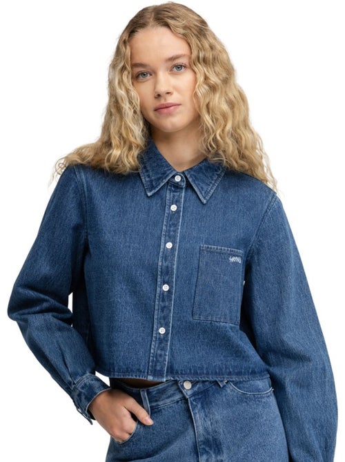 Camisa de ganga cropped para mulher - Kiabi