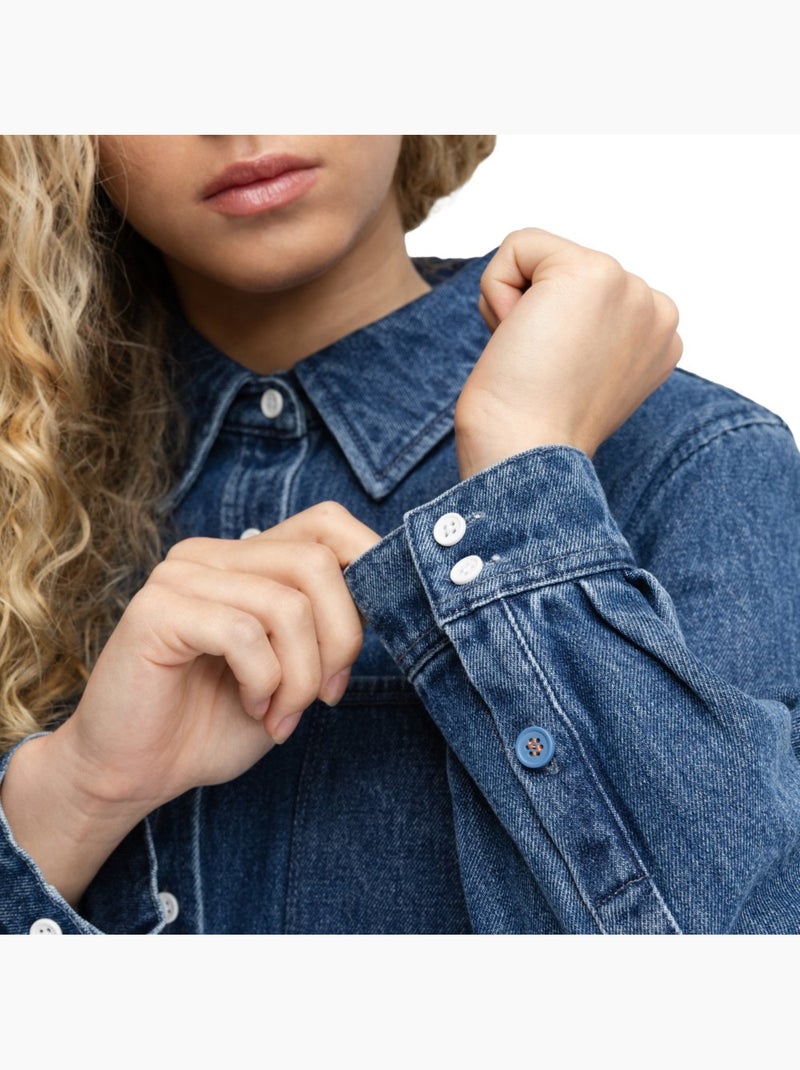 Camisa de ganga cropped para mulher Azul - Kiabi