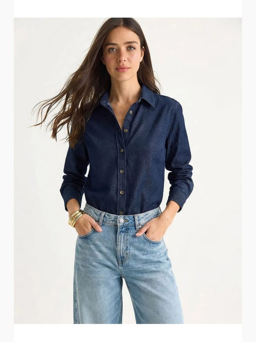 Camisa de ganga de algodão feminina lucci - Kiabi