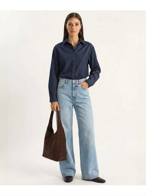 Camisa de ganga de algodão feminina lucci - Kiabi