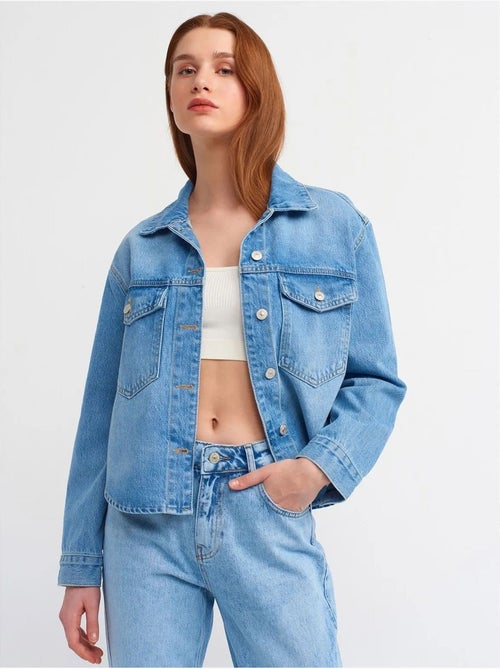 Camisa de ganga de algodão para mulher dilvin - Kiabi