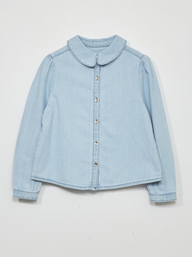 Camisa de ganga de manga comprida AZUL - Kiabi
