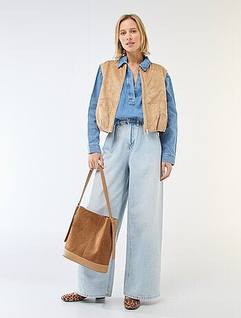 Camisa de ganga de manga comprida