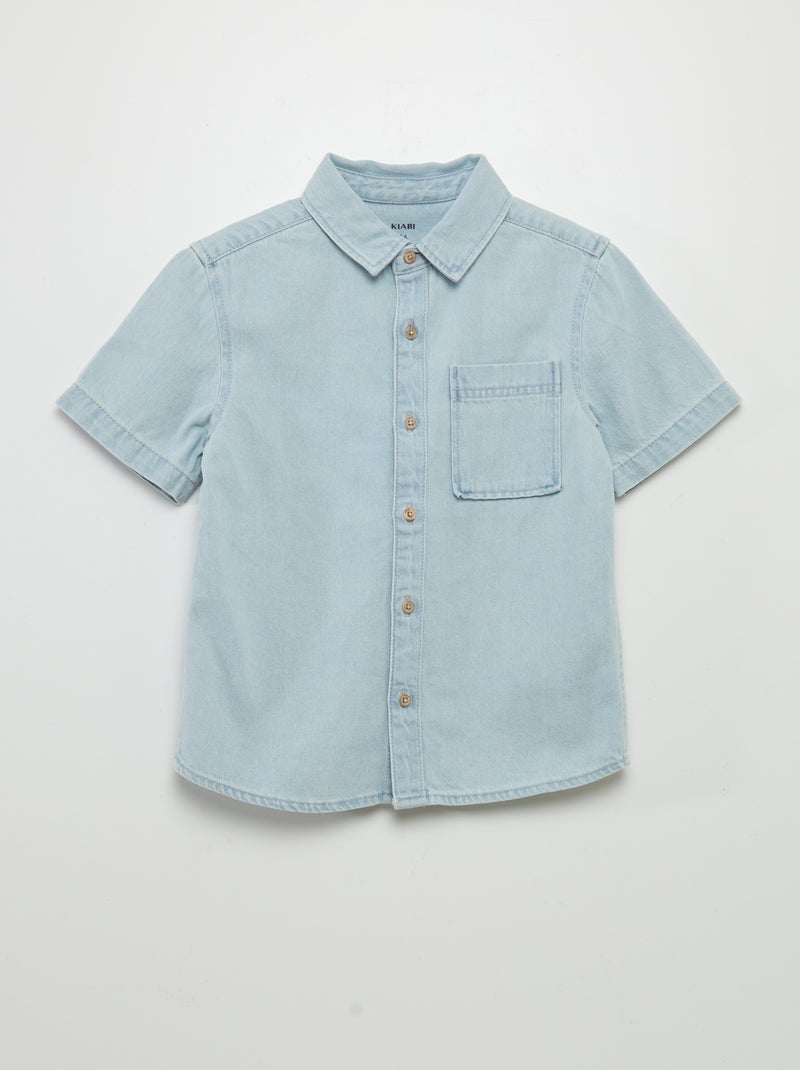 Camisa de ganga de manga curta AZUL - Kiabi