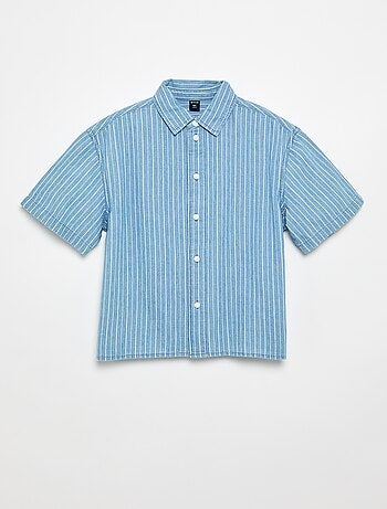 Camisa de ganga de manga curta