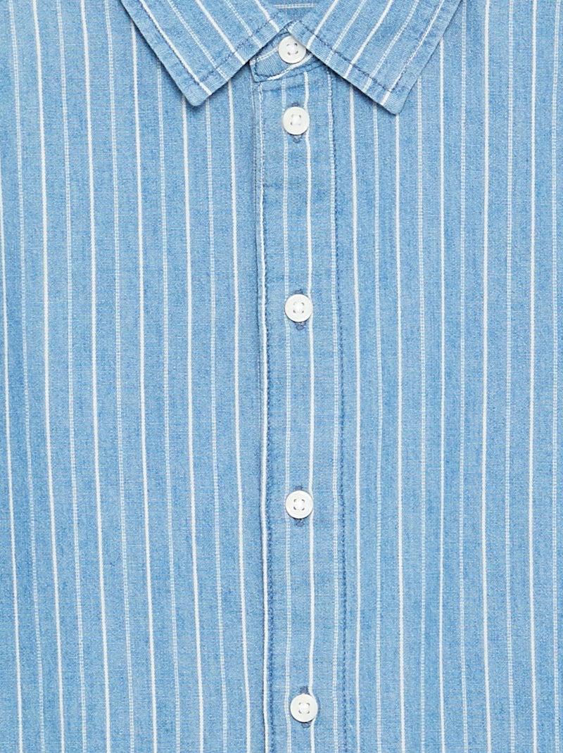 Camisa de ganga de manga curta Azul - Kiabi
