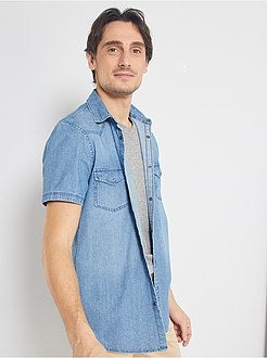 Camisa de ganga deslavada com corte direito - Kiabi