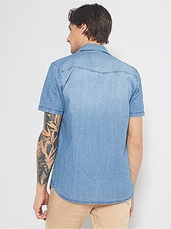 Camisa de ganga deslavada com corte direito - Kiabi