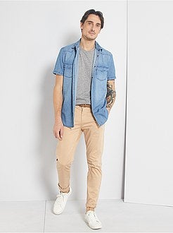 Camisa de ganga deslavada com corte direito - Kiabi