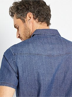 Camisa de ganga escura com corte direito - Kiabi