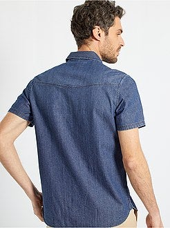 Camisa de ganga escura com corte direito - Kiabi