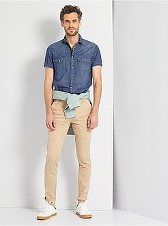 Camisa de ganga escura com corte direito - Kiabi