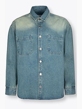 Camisa de ganga masculina com bolso giesto