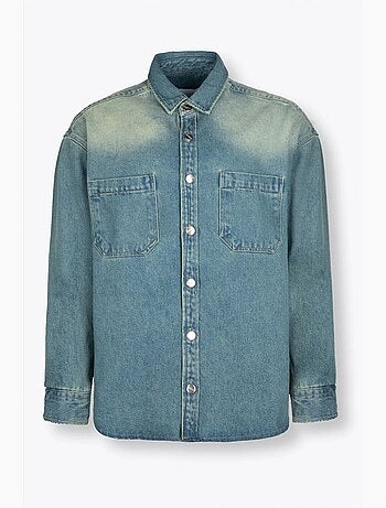 Camisa de ganga masculina com bolso giesto