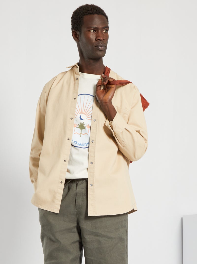 Camisa de ganga regular BEGE - Kiabi