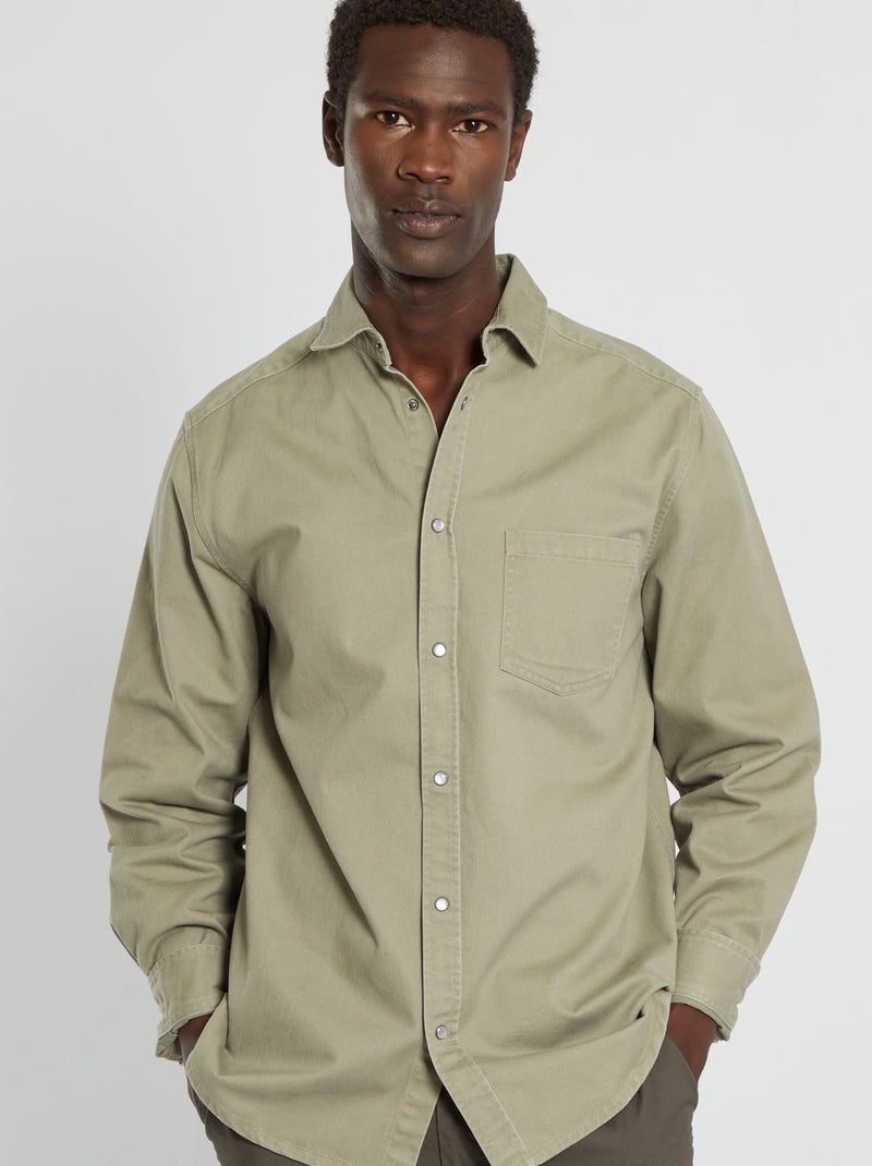 Camisa de ganga regular Caqui castanho - Kiabi