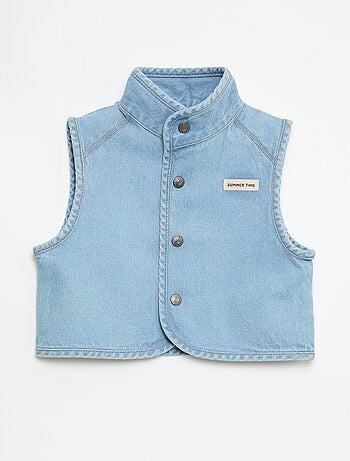 Camisa de ganga sem mangas em algodão