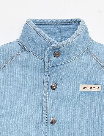 Camisa de ganga sem mangas em algodão