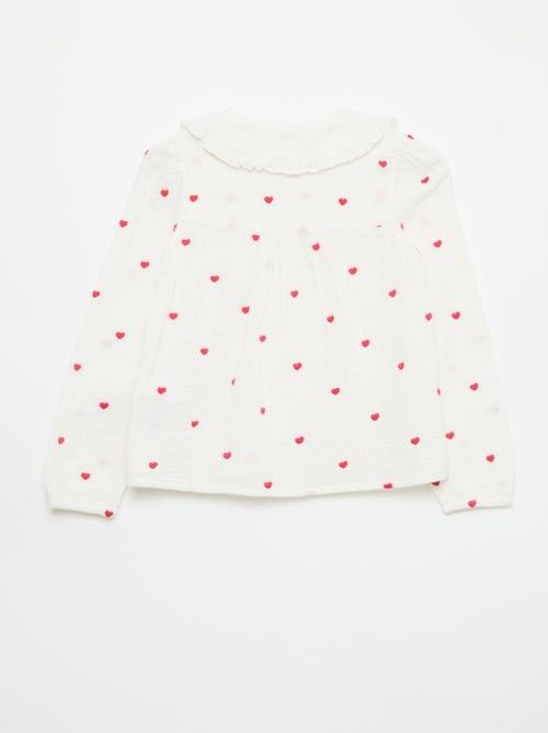 Camisa de gaze de algodão com padrão 'coração' - Kiabi