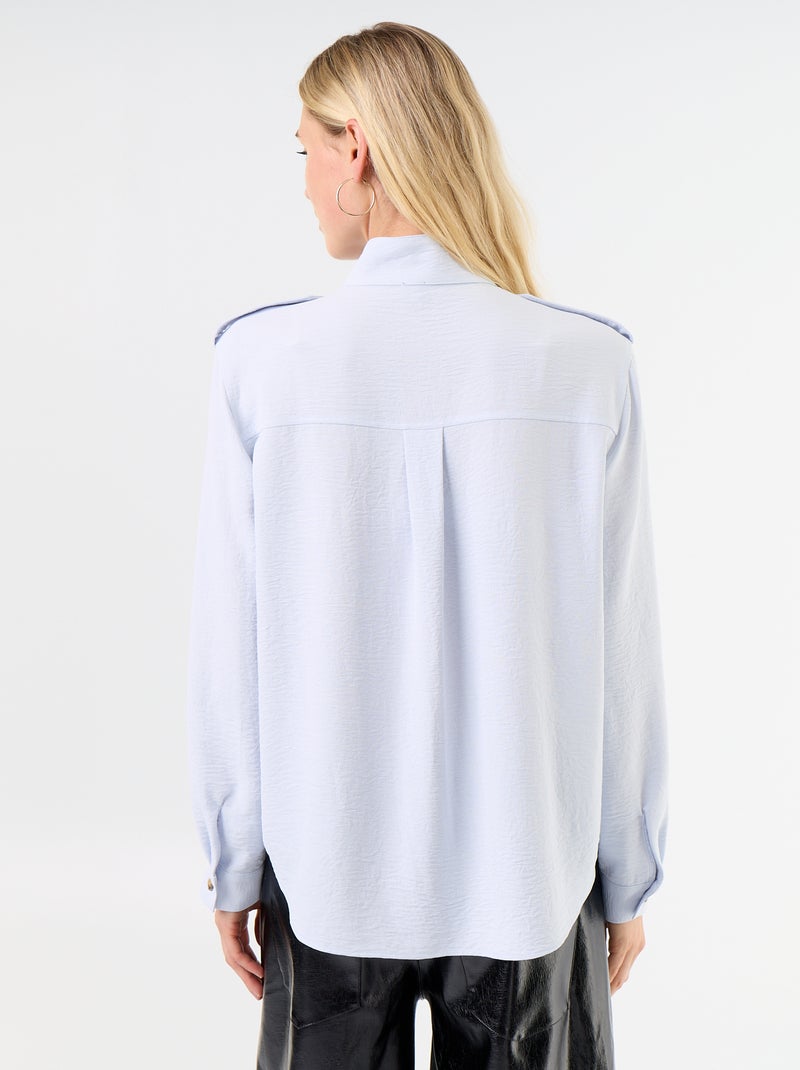 Camisa de gola alta e aplicações nos ombros Azul - Kiabi