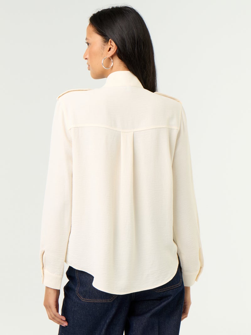 Camisa de gola alta e aplicações nos ombros Branco - Kiabi