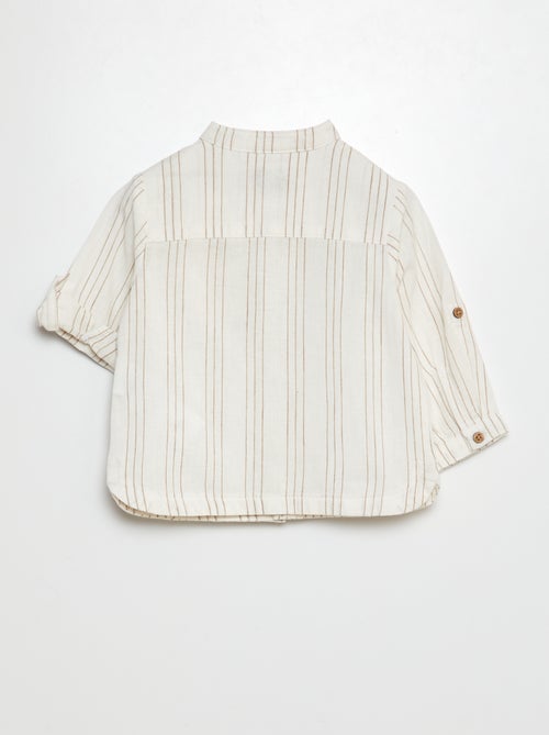 Camisa de gola mao com mangas que podem ser dobradas - Kiabi