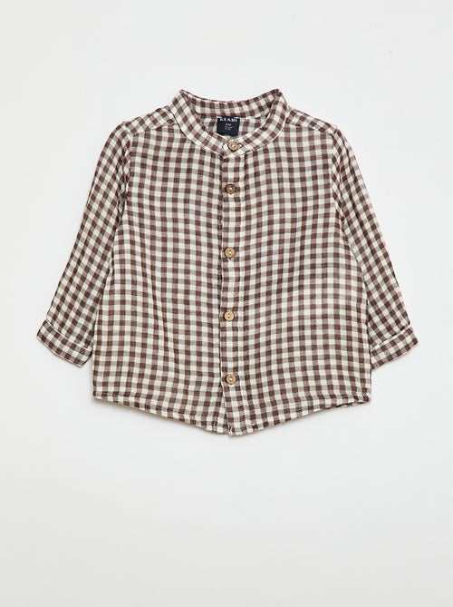 Camisa de gola mao com padrão de xadrez - Kiabi