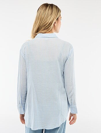 Camisa de grávida em algodão às riscas