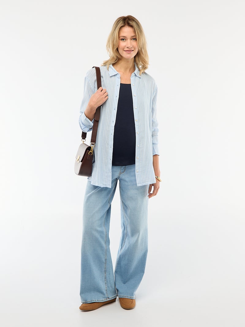 Camisa de grávida em algodão às riscas Azul - Kiabi