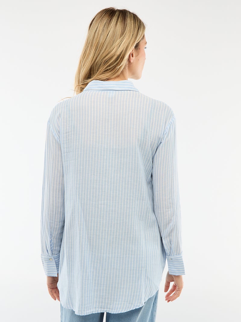 Camisa de grávida em algodão às riscas Azul - Kiabi