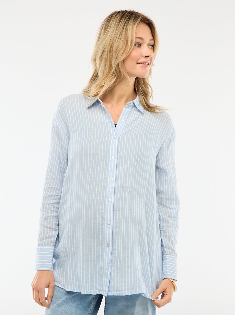 Camisa de grávida em algodão às riscas Azul - Kiabi