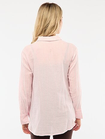 Camisa de grávida em algodão às riscas
