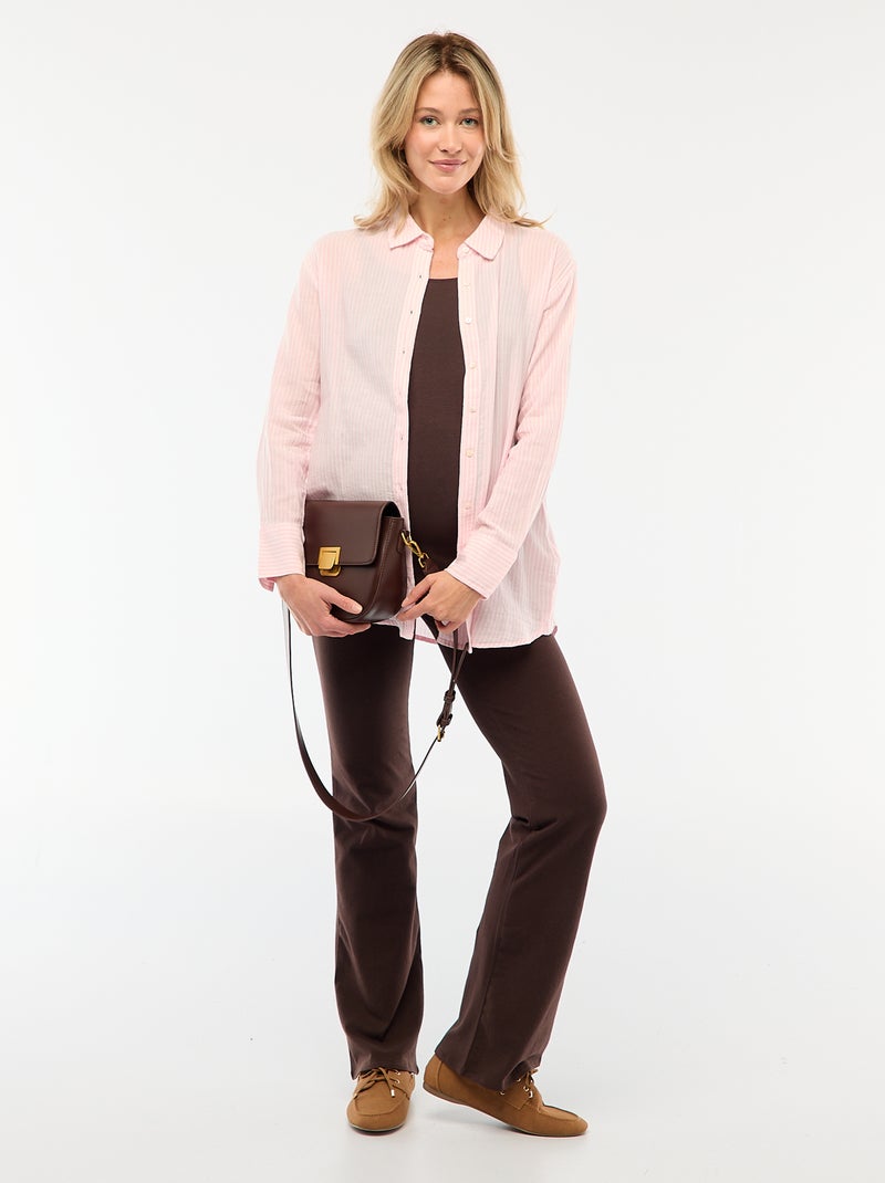 Camisa de grávida em algodão às riscas Rosa - Kiabi