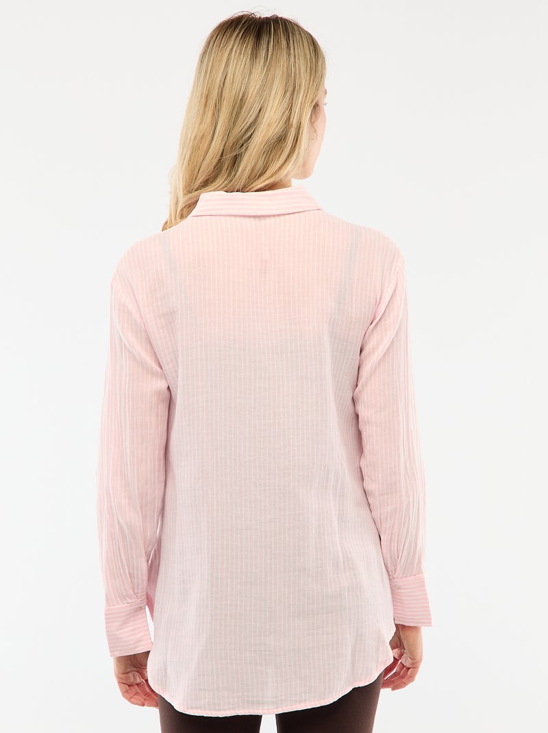 Camisa de grávida em algodão às riscas Rosa - Kiabi