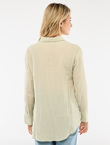 Camisa de grávida em algodão às riscas