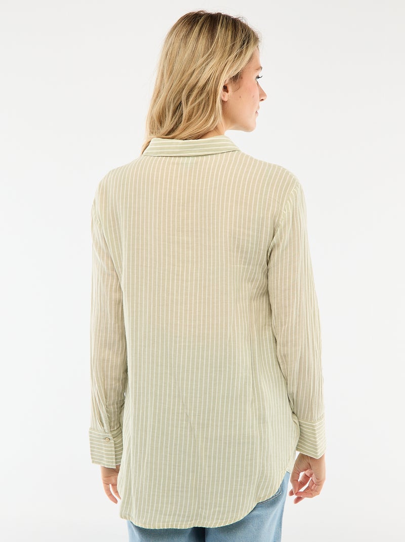 Camisa de grávida em algodão às riscas Verde - Kiabi