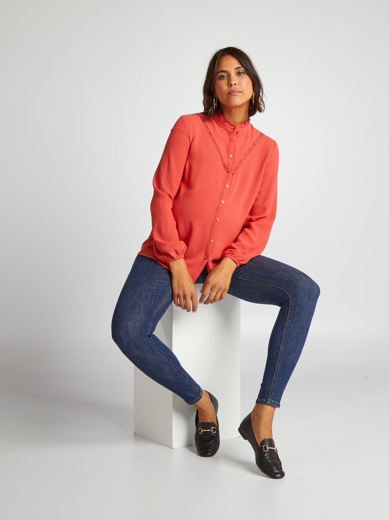 Camisa de grávida em malha ajurada VERMELHO - Kiabi