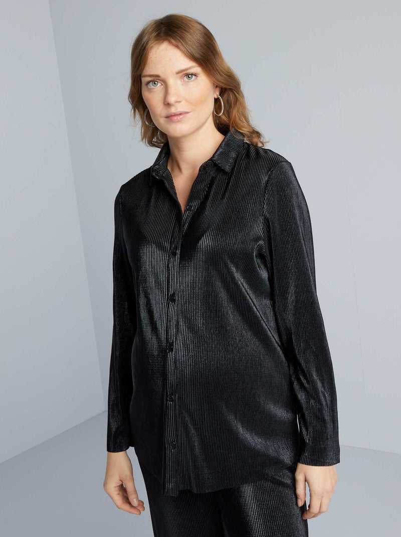 Camisa de grávida em malha plissada PRETO - Kiabi