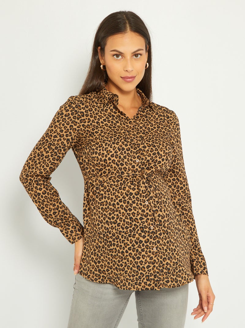 Camisa de grávida estampada MARROM - Kiabi
