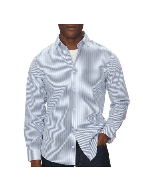 Camisa de Homem Calvin Klein Jeans Poplin com Riscas Azuis - Kiabi Camisa de Homem Calvin Klein Jeans Poplin com Riscas Azuis - Kiabi