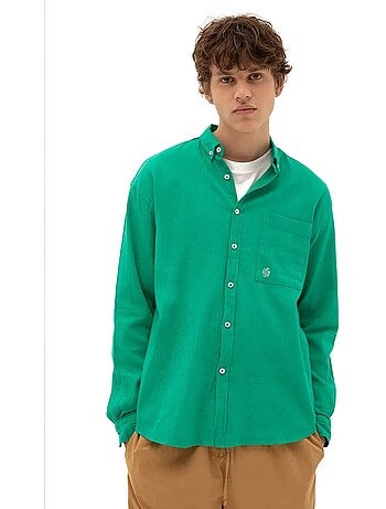 Camisa de homem em algodão de manga comprida com gola abotoada giesto
