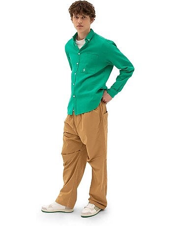 Camisa de homem em algodão de manga comprida com gola abotoada giesto